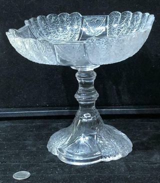 Antique Eapg " Shell & Tassel " Pattern Glass Small Compote,  George Duncan & Sons