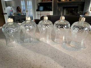5 Piece Home Interiors Clear Glass Hurricane Peg Votives Cups Sconces Candle
