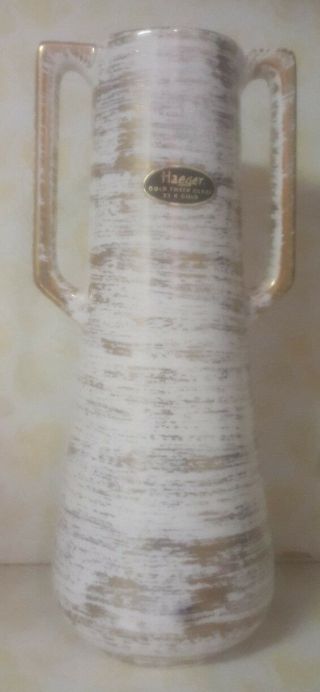 Hager Pottery Vase 24 K Gold Tweed Glaze 8 3/8 " Tall