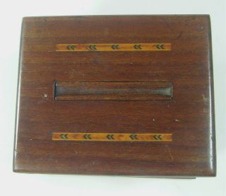 Vintage Wood Cigarette Lift Lid Dispenser Box with Inlay 3