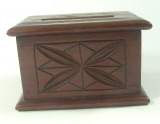 Vintage Wood Cigarette Lift Lid Dispenser Box with Inlay 4