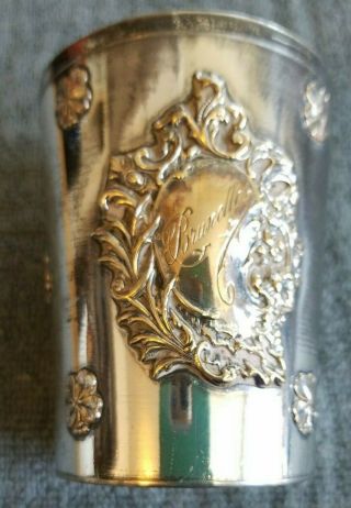 Vintage Silver Plated Beaker Bruxelles Belgium Epbm Souvenir Unknown Maker