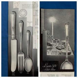 1920s - 30s Towle Silversmiths Louis Xiv Sterling Silver Brochure Price List