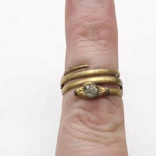 Antique Victorian 9ct Rolled Gold Paste Set Snake Ladies Ring Size N
