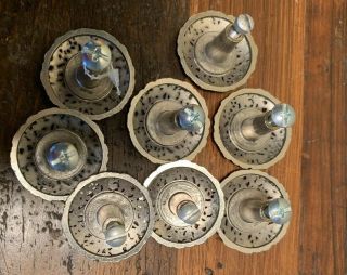 8 Vintage Ornate Silver Knobs Drawer Pulls Cabinet Door 1.  5” Round 3