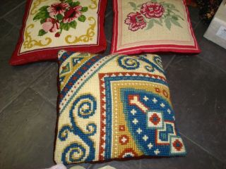 Vintage Embroidered Floral Pattern X 2 Cushions And 1 Aztec Design