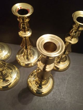 Set of 5 Baldwin Classic Heavy Polished Brass Candlesticks,  8 