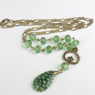 Vintage / Antique Art Deco Murano Glass Pendant Costume Jewelery Necklace