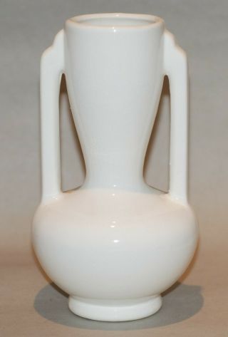 Vintage Art Pottery " Catalina Indian - Style " Double - Handled Ceramic White Vase