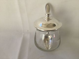 Vintage Empire Sterling Silver And Cut Crystal Jam Pot