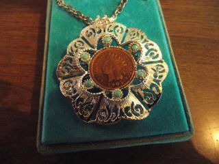 Jo Anne Jewels Us Antique 1 Cent 1905 Coin Pendant Necklace