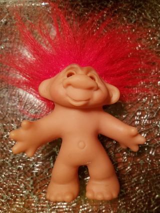 Vintage Naked Dam Troll Doll Red Hair Brown Eyes 1986 Toy Stamped " Lb Trolls Inc