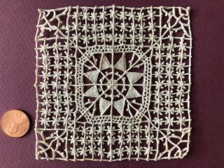 Vintage Handmade Fancy Square Large Needle Lace Insert - Sew Craft Collect