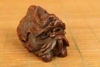 Unique Chinese Old Boxwood Hand Carved Dragon Statue Figure Collectable Netsuke