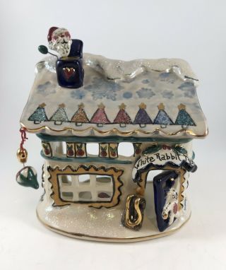 Blue Sky Clayworks Heather Goldminc White Rabbit Toy Store Tealight Candle House