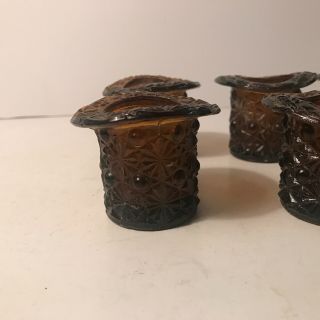 Antique matching set of 6 amber glass Fenton glass top hat vases 3