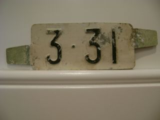 White 3 - 31 Delaware License Plate Date Insert Tag Antique Car Vintage