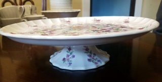Antique 1914 Ws George 10” Cake Plate Stand Bolero Fiesta Pink Floral Blue