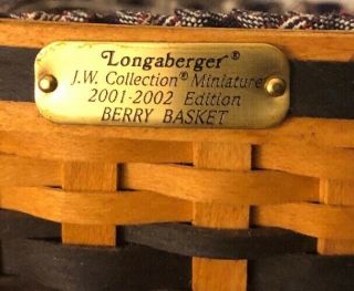 Longaberger Cc J W Mini / Miniature Berry Basket Combo 2001 - 2002