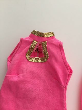 Vintage 1960’s Barbie Bright Pink Gold Trim Pants Suit Tag Hong Kong