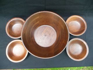 Vintage Heirloom Quality Walnut Wood Wooden Bowls Set
