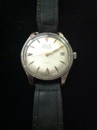 Vintage Avia Olympic Hand Wind Watch With Date.  Cal.  Eta 2408