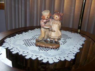 Vintage 1976 ANRI ITALY Raggedy Ann & Andy Bobbs - Merrill Co wood carved figurine 3