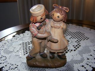 Vintage 1976 ANRI ITALY Raggedy Ann & Andy Bobbs - Merrill Co wood carved figurine 7