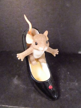 Charming Tails Fun Is Good For The Sole Black Shoe Mouse Signed