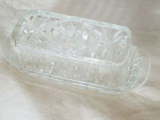 Vintage Anchor Hocking Cut Glass Crystal Butter Dish And Lid.  - Star Of David