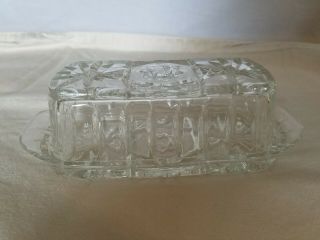 Vintage Anchor Hocking Cut Glass Crystal Butter Dish And Lid.  - Star Of David 2
