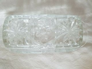 Vintage Anchor Hocking Cut Glass Crystal Butter Dish And Lid.  - Star Of David 3