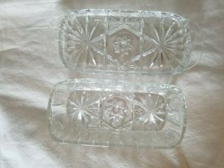 Vintage Anchor Hocking Cut Glass Crystal Butter Dish And Lid.  - Star Of David 4