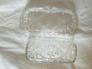Vintage Anchor Hocking Cut Glass Crystal Butter Dish And Lid.  - Star Of David 5