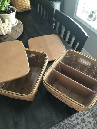 2004 Longaberger Small Storage Solution Baskets,  Protectors,  Lids And Dividers