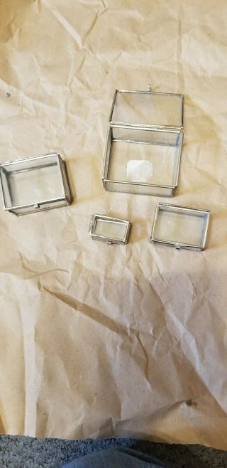 Nesting Glass Shadow/trinket Set Of 4 Boxes Rectangle Hinged