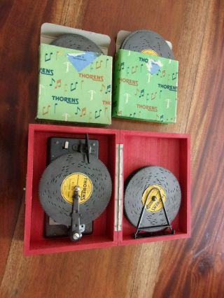 Thorens Ad 30 Automatic Music Box W/24 Mini Discs - Great