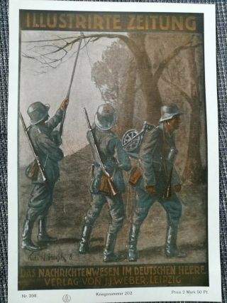 1918 Ww1 German Army Soldiers Telecommunications Signaller Antique Print