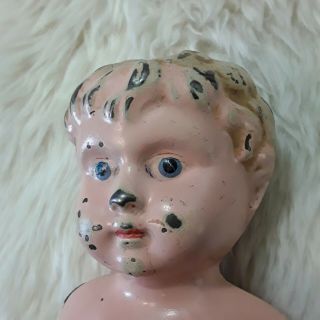 Antique German Tin Minerva Doll Head As Found 4.  5 "