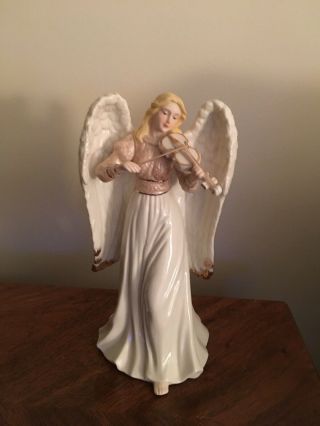 Angel Figurine Music Box Plays Silent Night