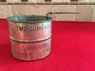Vintage Antique Tin Two Cup Hand Held Flour Sifter Made In Usa
