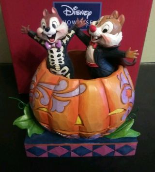 Jim Shore Disney Chip & And Dale Tiny Tricksters Halloween Pumpkin 4057947