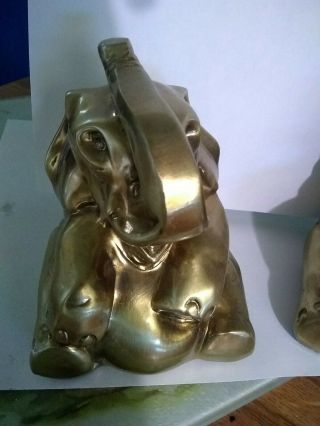 Vintage PM Craftsman Cast Metal Brass Elephant Bookends 3