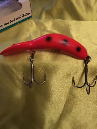 Vintage Heddon Magnum Tadpolly Fishing Lure Bass Walleye Red Black Dots