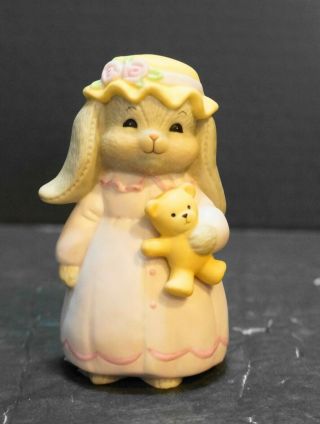 Vintage Enesco Lucy Rigg Floppy Ear Bunny Rabbit W Teddy Bear Figurine