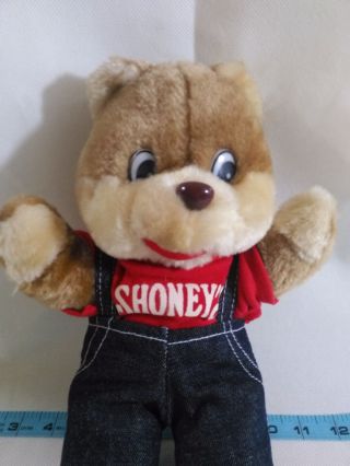 Shoney 12 " Plush Teddy Bear In Red T - Shirt/blue Overalls 1994 Restaurant Ad