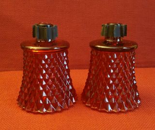 Homco Home Interiors Diamond Point Red Votive Cups - Set Of 2 With Rubber Stopper