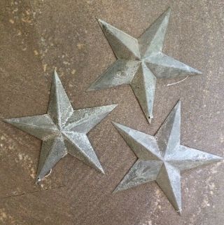 Set Of 3 Galvanized Distressed 8 " Barn Stars Farmhouse Patina Country Rustic