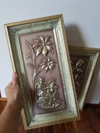 2 Vintage 1950 ' s Four Seasons by METALCRAFT Wall Art Pictures Blush Pink Nursery 7