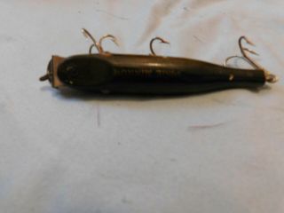 Antique Glass Eyed Pikie Minnow Wood Fishing Lure With 3 Treble Hooks 2